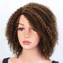 Kinky Curly Human Hair Wigs With Bangs Natural Black Jerry Curly Short Bob Wig For Women Friendly for Beginner