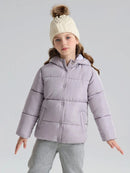 Little Girls Puffer Winter Jacket Toddler Girls Faux-Down Fleece Lined Mid-Weight Cute Water-Resistant Coat