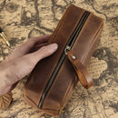 Genuine Leather Pencil Bag Retro Simple Stationery Pouch Storage Bag Zipper Pencil Pouch Portable Pencils Pens Pouch