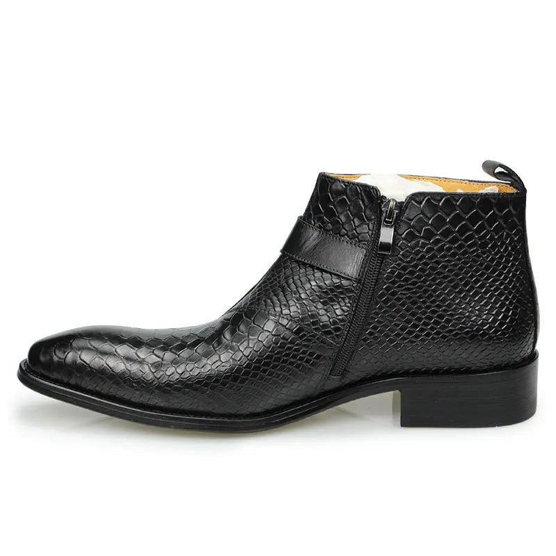 Casual Shoes Man Boots Genuine Leather Ankle Formal Zipper Dress Shoes Safety