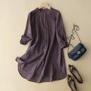 Women Linen Embroidery Blouses Half Sleeve Summer Long Shirts Breathable Female Blouses