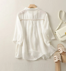 Casual Solid Single Breasted Loose Women Blouse Shirt Female Clothing Tops Summer