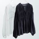 Hollow Out Shirt Tops Shirts Blouses Elegant Pleated Spring Clothes Women