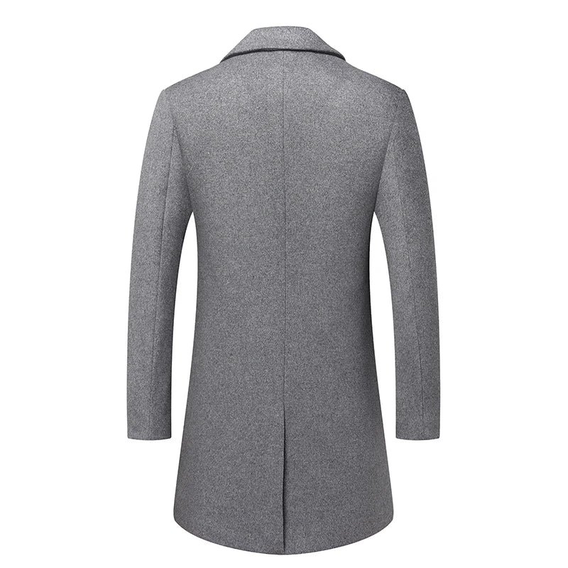Handsome Woolen Coat Casual Thick Spandex Bamboo Wool & Blends