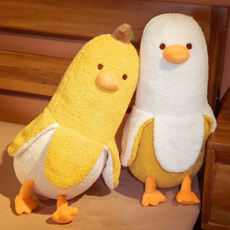 Long Pillow Banana and Duck Make Friend Funny Plush Hug Soft Stuffed Animal Plushie Toy Decor Cushion Cute Gift for Kid Birthday