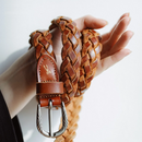 Braided Belt for Women Leather Belt Simple Accessory Belts with 3 Strands of Weaving Craftsmanship