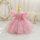 Summer Infant Baby Girl Dresses Flower Appliques Toddler Kids Birthday Party Princess Wedding Ball Gown