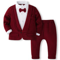 Spring Fall Boys Outfit Set Gentleman Suit Red Tie Coat Pants Newborn Clothes Baby Luxury Clothing