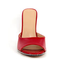 Women Patent Leather Peep Toe Mules Thin Heel Mules