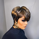 Pixie Straight Wig for Women Density Non Lace Natural Looking Mixed Color