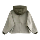 Women's Winter Street Jacket Loose Detachable Hood Reversible Stand Collar Women's Patchwork Pocket Jacket