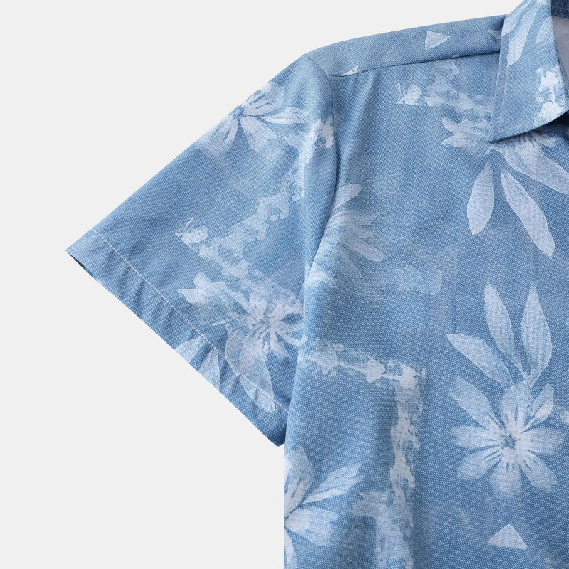 Floral Hawaiian Mens Shirt Vacation Summer Short Sleeve Top Casual Men Shirt Beach Seaside Clothing