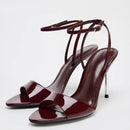 Summer peep toe women sandals metal heel slingbacks