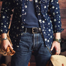 Handmade Extra Thick Men's Belt Brass Pin Buckle Genuine Leather Jeans Tooling Motorcycle Belt