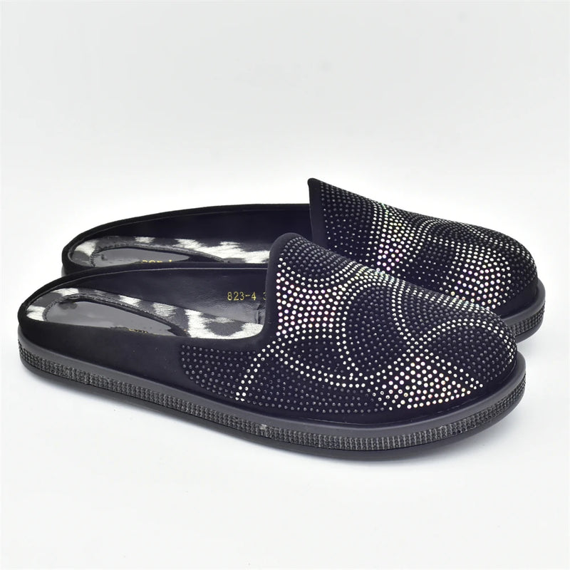 Women Mules Half Closed Slippers for Lady Female Shoe Sparkly Woman Shoe