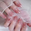 Glitter Purple Gradient French Simple Short Round Nails Glossy Detachable Finished False Nails Press on Nails