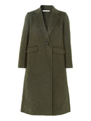 Elegant Temperament  Solid Long Woolen Trench Coat Women Simple Casual Windbreaker Autumn