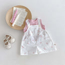 Summer girls sleeveless vest suit baby floral bib two-piece suit tide casual clothes.