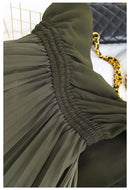Gradient Pleated Vintage Chiffon Women Sleeveless Elastic Waist Lace up Elegant Dresses For Women