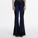 Women Gothic Gradient Slim fit Flared Pants Front Crotch Pleat Design Trousers