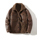 Men Suede Leather Jacket Autumn Winter Warm Thick Casual Outwear Faux Lamb Wool Fur