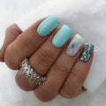 24Pcs Mid-length Square Head Press on Nails Heart Nails Rhinestone Detachable Manicure Tips