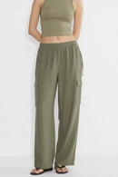 Linen Women's Chic Straight Pants Summer Flowing Casual Loose Wide-Leg Pants Woman Trousers