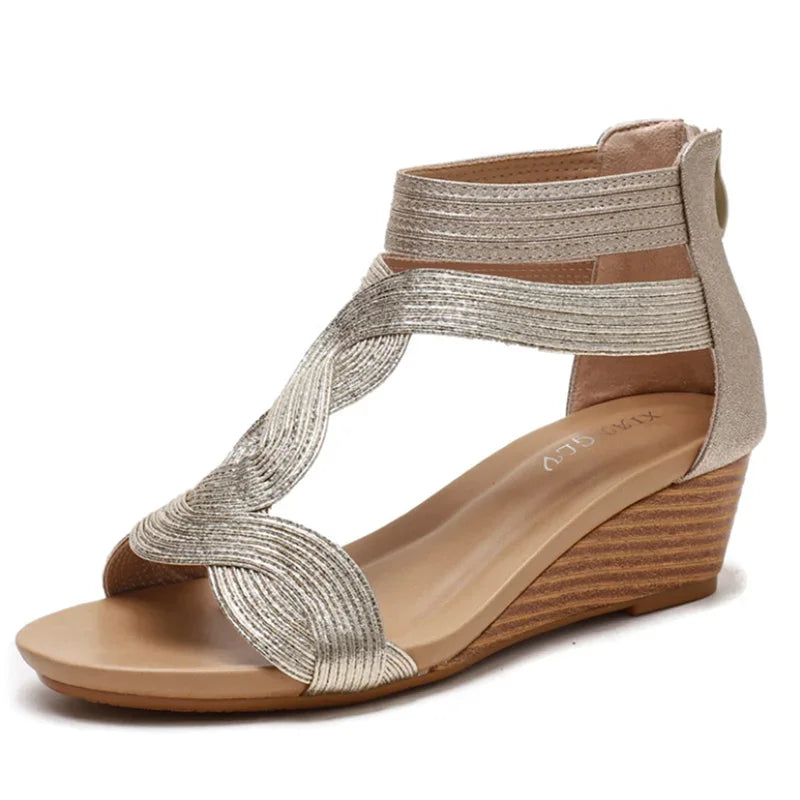 Summer Sandals Women Wedges Shoes Soft Leather Ladies Shoes Female Large