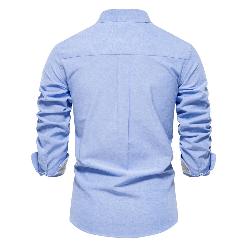 Autumn Cotton Men's Oxford Shirt Long Sleeve Button Down Social Business Casual Shirts for Men
