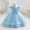 Appliques Baby Birthday Party Dress Beading Sequins Flower Girl Gown for Weddings Princess