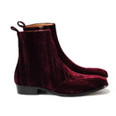 Red Velvet Chelsea Boots Designer Side Zipper Men's Boots Handmade Men Boots
