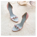 Open Toe Slender Upper Flower Sandals Shallow Slip On Cover Heel Women Pumps