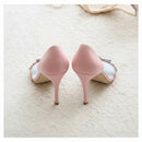 Open Toe Slender Upper Flower Sandals Shallow Slip On Cover Heel Women Pumps