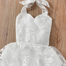 Infant Baby Girl Romper Dress Lace Tie-Up Halter Neck Sleeveless Backless Clothing Summer Casual Newborn Girl Princess Jumpsuits
