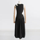 Hollow Pleated Long Dress for Women