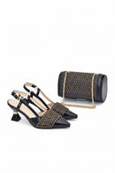 Shoes and Bag Match for Women Luxury Elegant Pointed Toe Rhinestone Bag Set for Women Italy