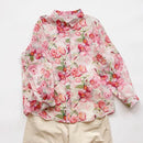Obroi Floral shirt with pink roses on a white background