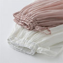 Two fabric swatches, one pink and one white, on a light gray background, Obroi