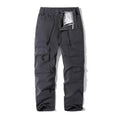 Dark gray cargo pants on a white background, Obroi
