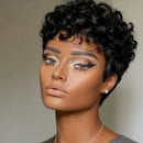 Woman with styled black hair and makeup against a neutral background, Obroi