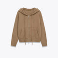 Brown hoodie with a zipper on a white background, Obroi