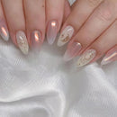 Nails with decorative designs on a white fabric background, Obroi