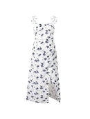 Women Sweet Floral Split Midi Dress French Square Collar Slim Backless Chic Party Dresses