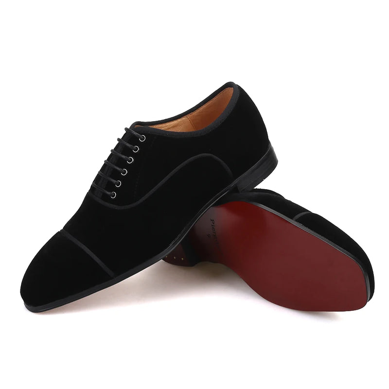 Velvet Handmade Men's Dress Shoes For Wedding And Party Formal Wear Leather Insole Lace-Up Oxfords