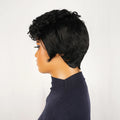 Mannequin head with a black wig on a white background, Obroi