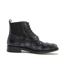 Men’s Vintage Black Leather Combat Boots – Lace-Up Ankle Boots with Classic Brogue Design