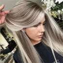 Ombre Platinum Blonde Transparent Lace Front Wig Highlights 13x4 Long Straight Bob Ombre Wigs 28 Inch