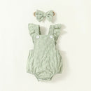 Baby Gilrs Fashion Cute Pink Flower Honey Jumpsuit For Summer Sleeveless Casual Clothing Headband