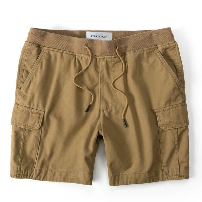 Summer Shorts Men Pure Cotton Loose Work Cropped Shorts Elastic Waist Drawstring Casual Outdoor Mini Cargo Pants