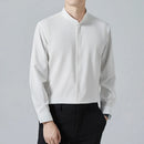 Men Stand Collar Four Seasons Trend Five Inch Sleeve Shirt Shirt Casual Shirt